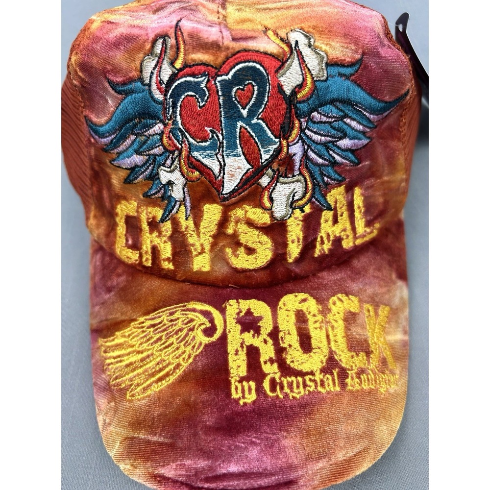 Crystal Rock Christian Audigier Velour Tie Dye Trucker Hat Strapback Cap NWT Y2K - Picture 2 of 14
